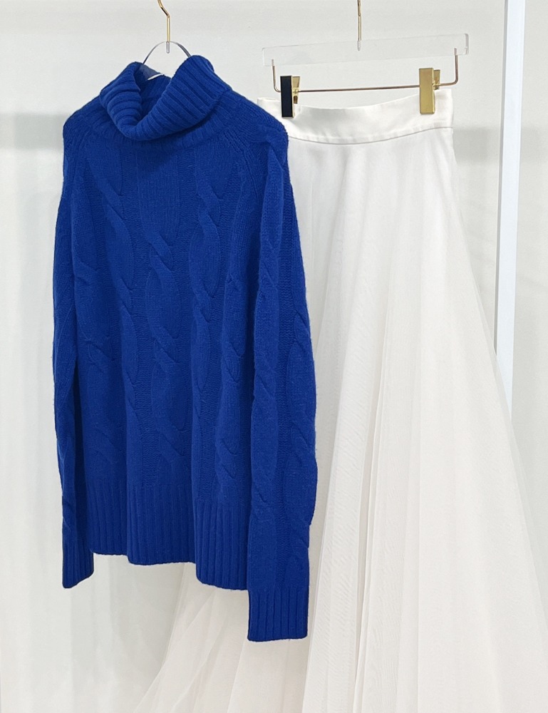 Cashmere 100% turtleneck sweater _Blue