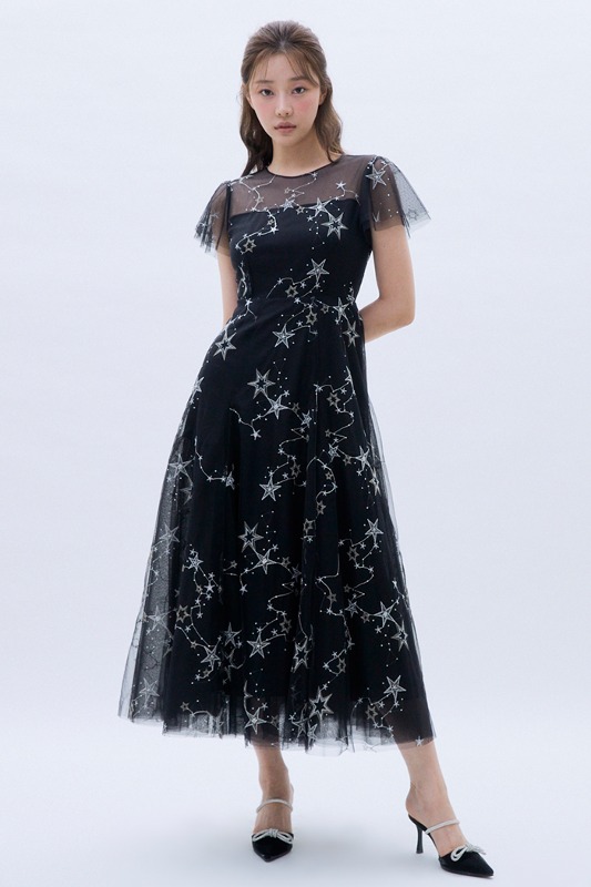 Star Tulle Dress - Black